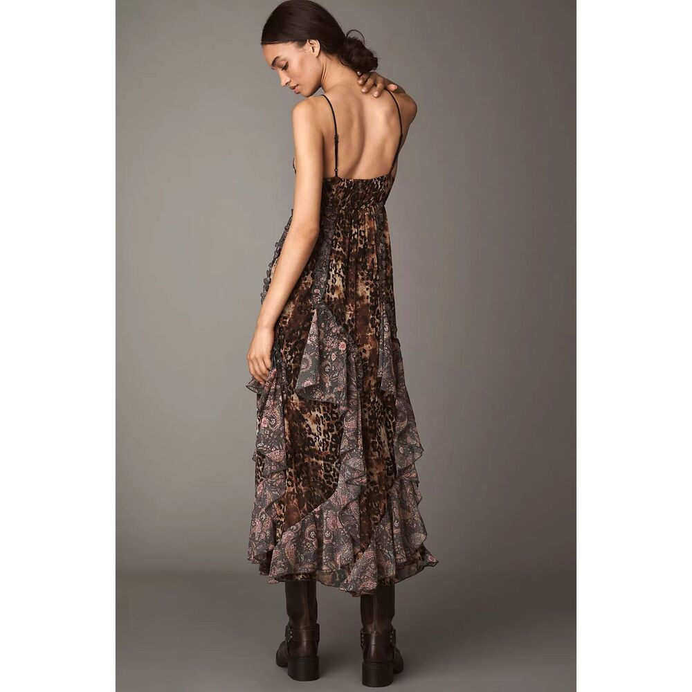 Anthropologie Ruffled Chiffon Maxi Dress - Picture 3 of 12